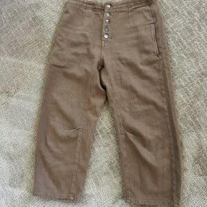 Free People Brown Barrel Jeans